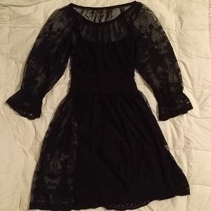 Boho black lace slip dress